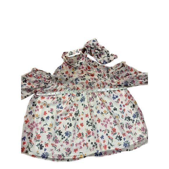 ZARA trafaluc Floral Cold Shoulder Ruffle Top Blouse Multicolor sz small - Picture 5 of 9